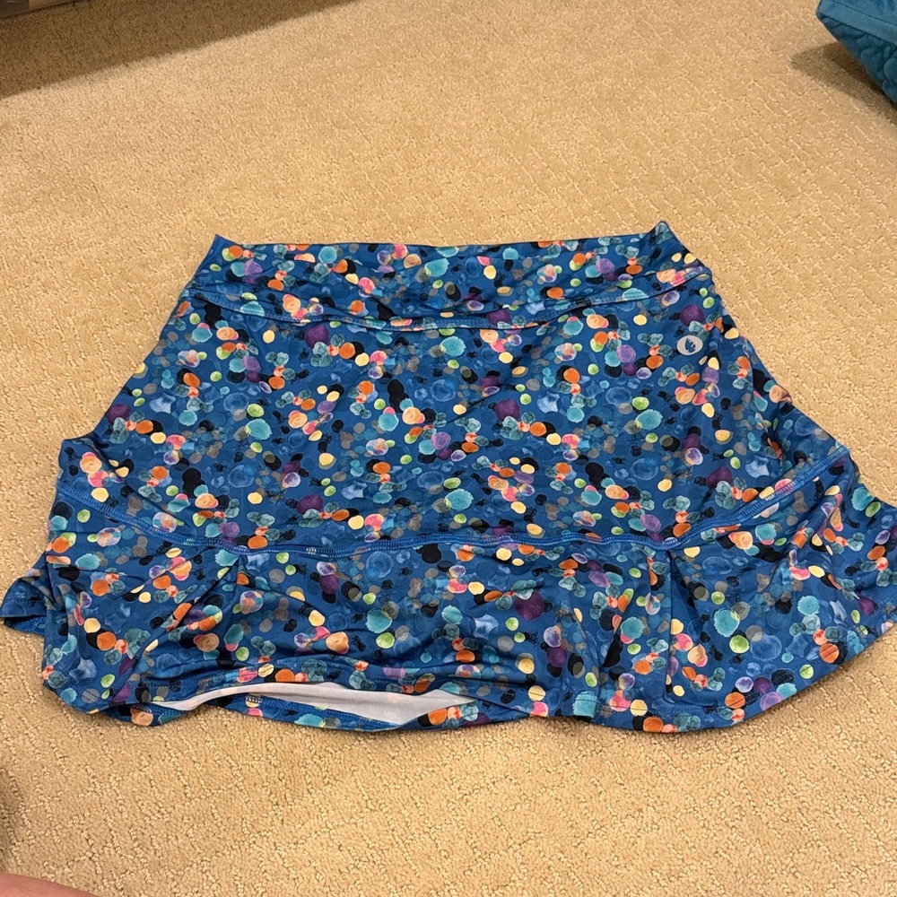 Blue Polka Dot Circle Skater Skirt